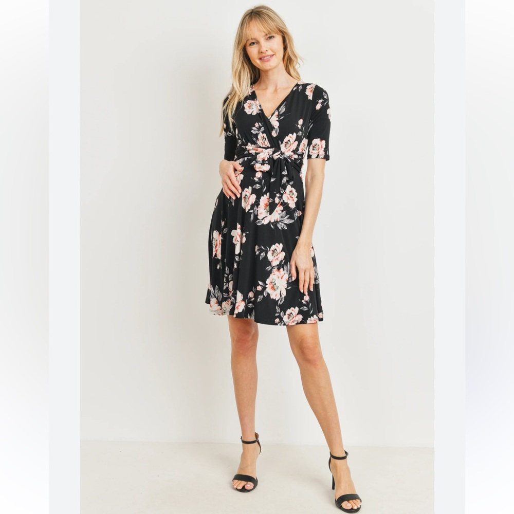 Hello MIZ Floral Maternity Faux Wrap Dress